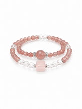Blush Harmony Strawberry Quartz & Rose Quartz Double-Strand Bracelet