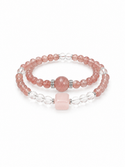 Blush Harmony Strawberry Quartz & Rose Quartz Double-Strand Bracelet