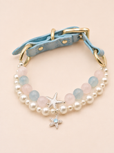 Seaside Blush Rose Quartz & Aquamarine Pet Collar