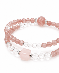 Blush Harmony Strawberry Quartz & Rose Quartz Double-Strand Bracelet