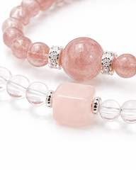 Blush Harmony Strawberry Quartz & Rose Quartz Double-Strand Bracelet