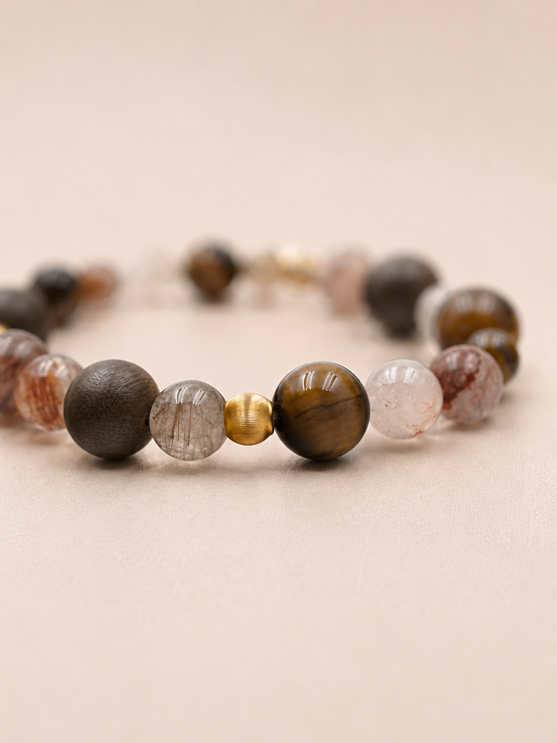 Earthbound Light Tiger’s Eye & Rutilated Quartz Bracelet