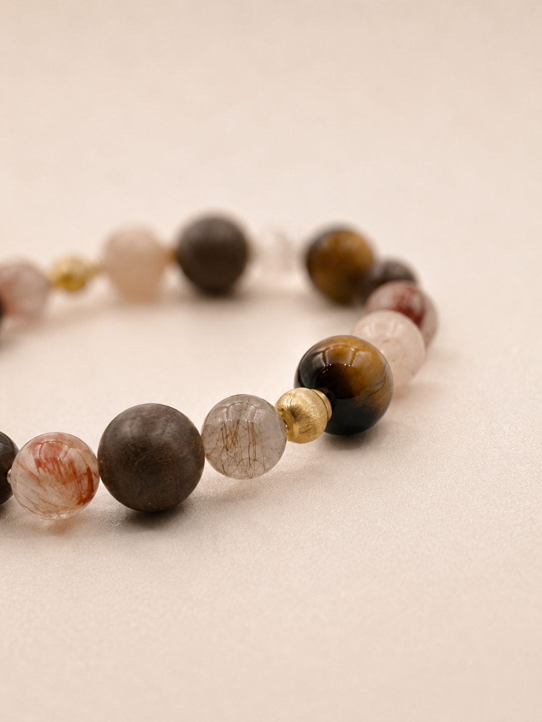 Earthbound Light Tiger’s Eye & Rutilated Quartz Bracelet