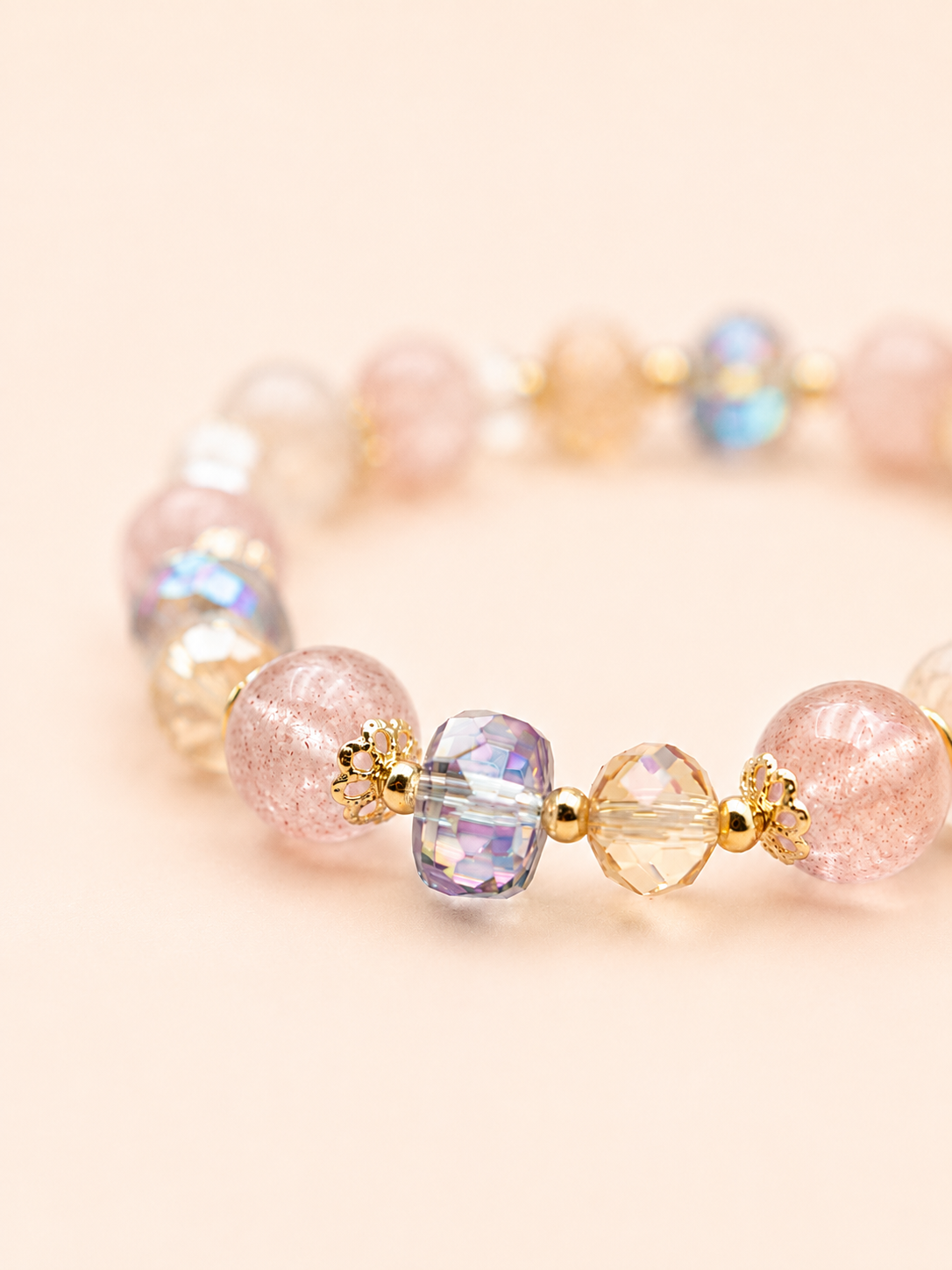 Champagne Blush Strawberry Quartz Bracelet
