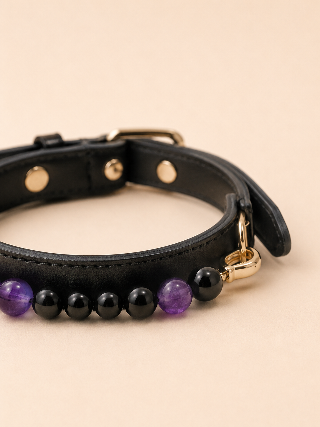Midnight Aura Obsidian, Tiger’s Eye & Amethyst Pet Collar