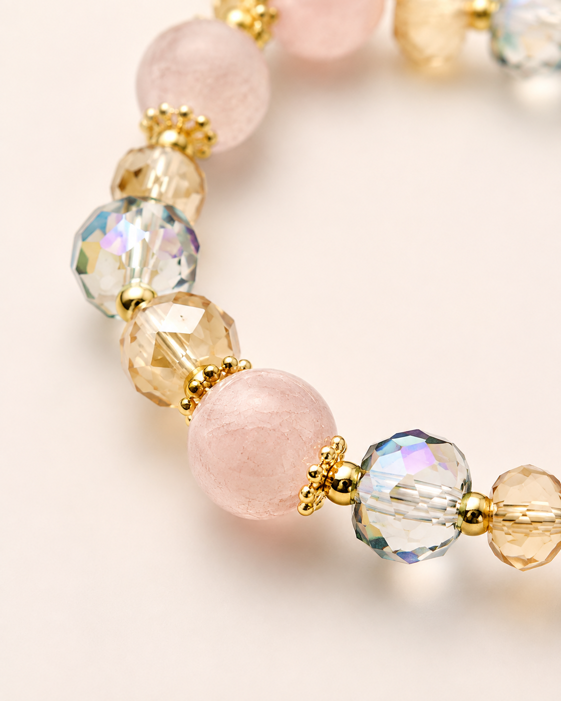 Champagne Blush Strawberry Quartz Bracelet