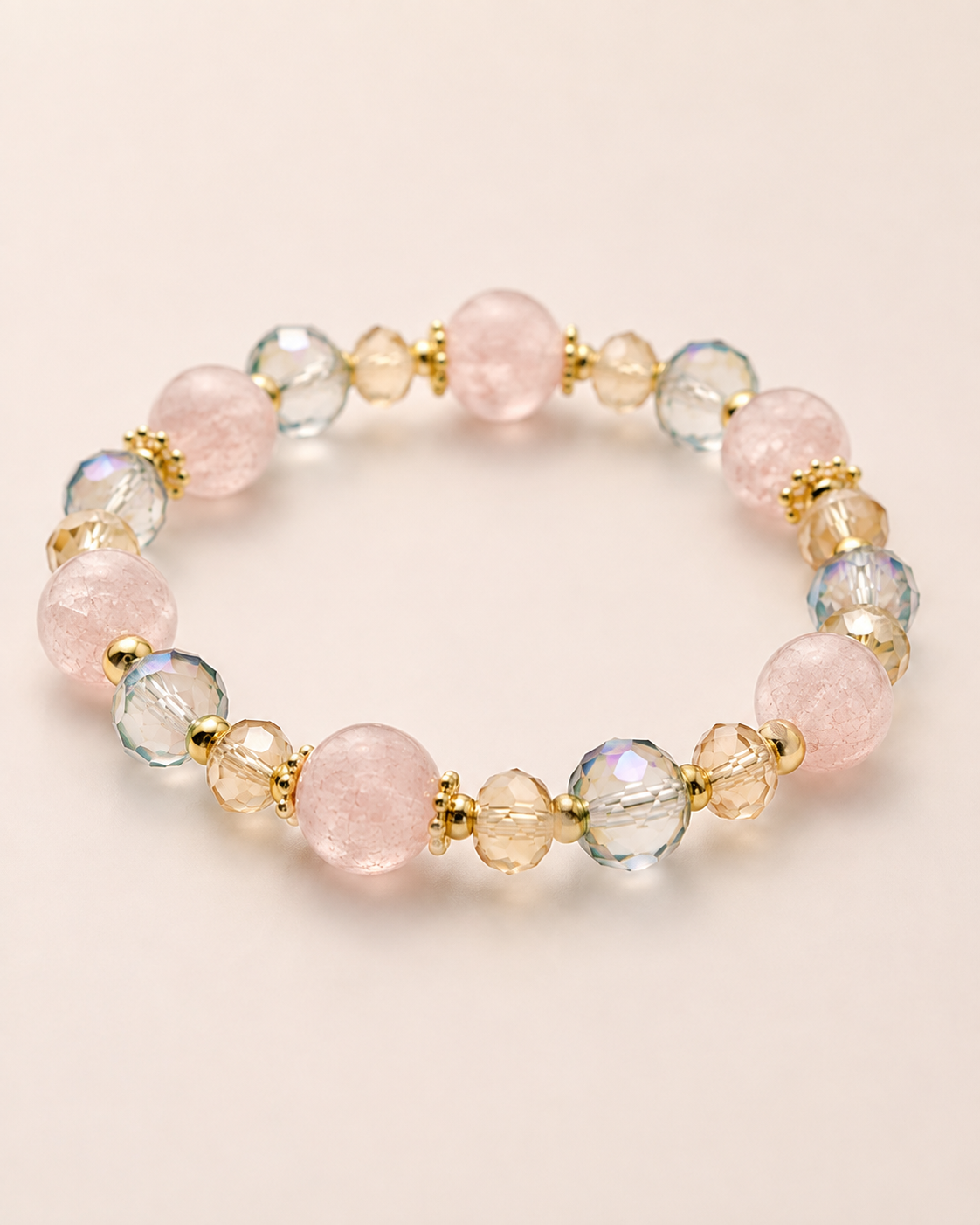 Champagne Blush Strawberry Quartz Bracelet