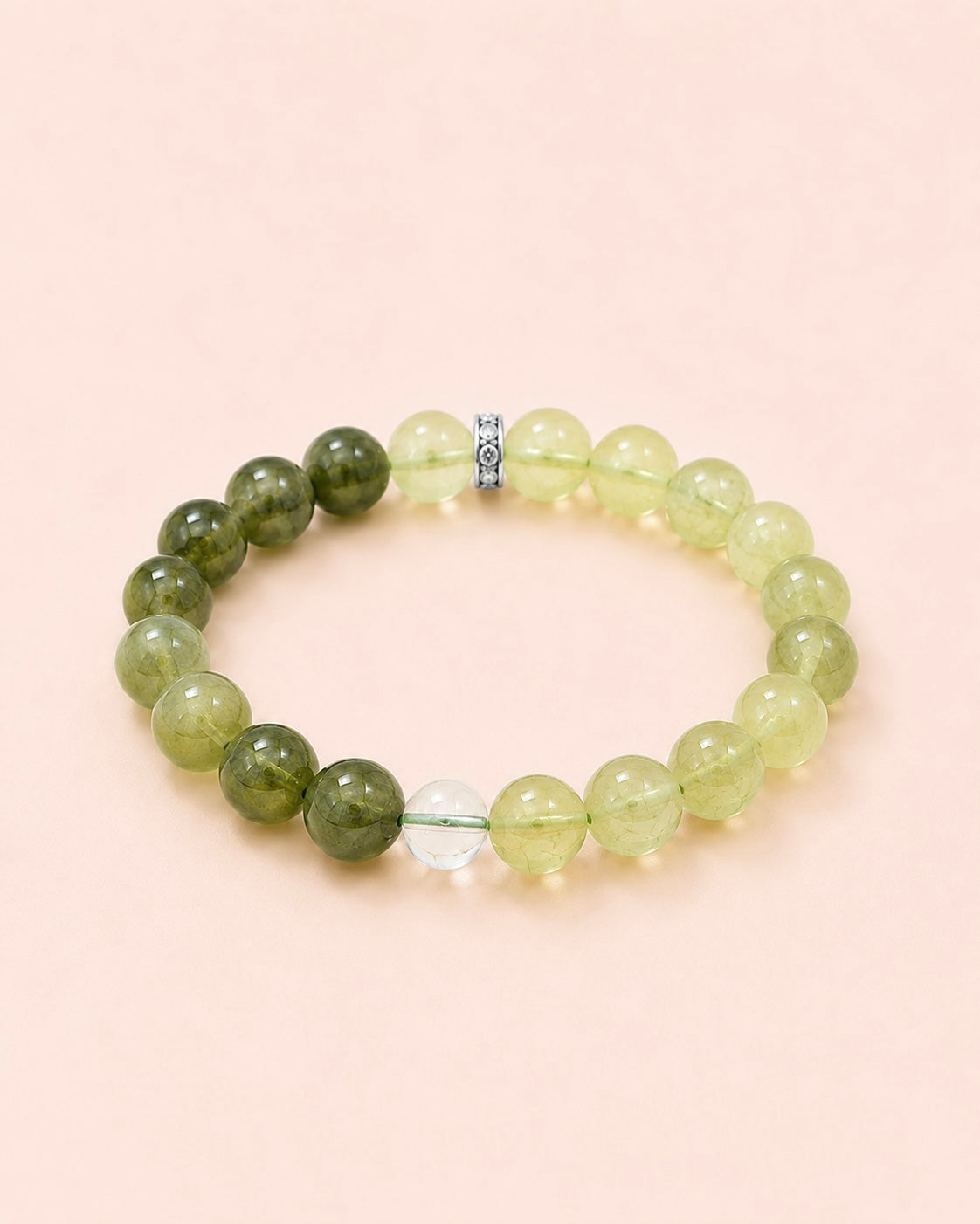 Verdant Light Prehnite & Green Rutilated Quartz Bracelet