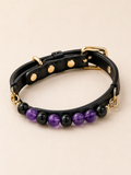 Collar para mascotas de obsidiana Aura de Medianoche, ojo de tigre y amatista