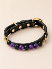 Midnight Aura Obsidian, Tiger’s Eye & Amethyst Pet Collar
