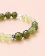 Verdant Light Prehnite & Green Rutilated Quartz Bracelet