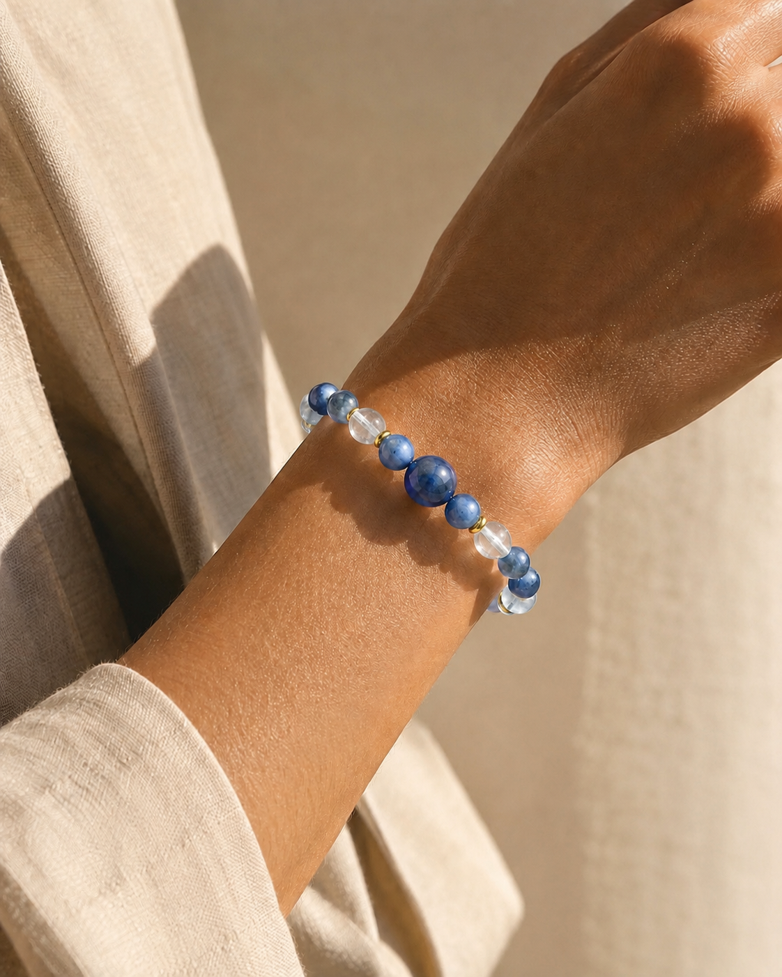 Celestial Tide Aquamarine & Blue Goldstone Bracelet