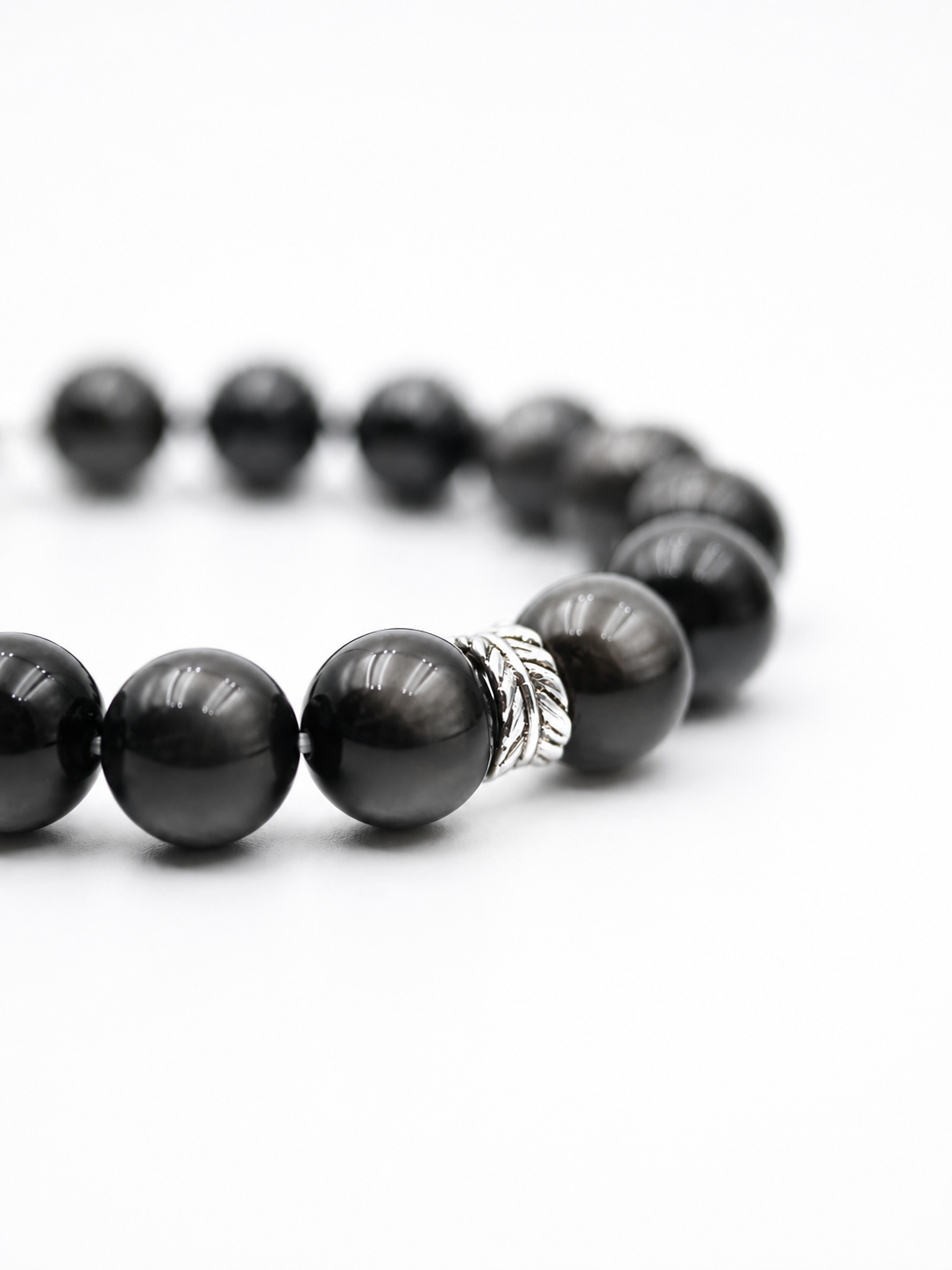 Midnight Promise Silver Obsidian Bracelet