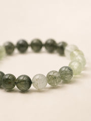 Verdant Light Prehnite & Green Rutilated Quartz Bracelet