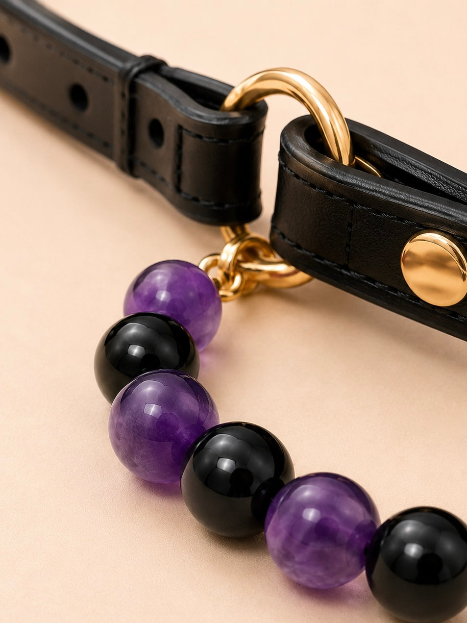 Midnight Aura Obsidian, Tiger’s Eye & Amethyst Pet Collar