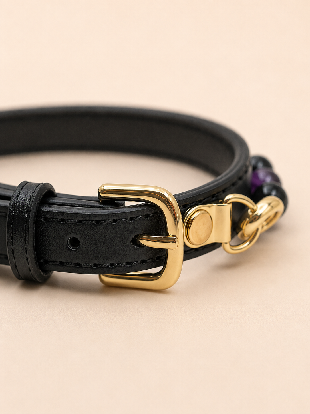 Midnight Aura Obsidian, Tiger’s Eye & Amethyst Pet Collar