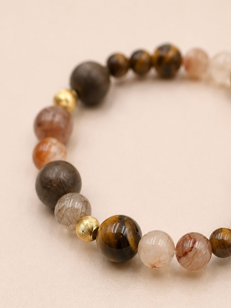 Earthbound Light Tiger’s Eye & Rutilated Quartz Bracelet