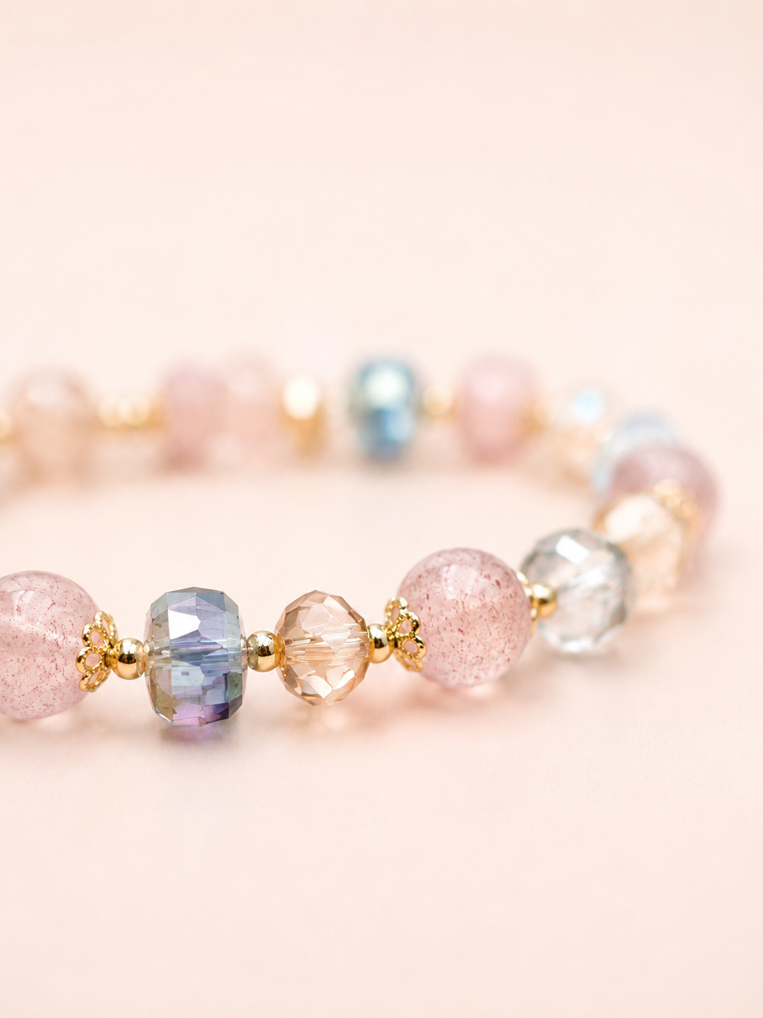 Champagne Blush Strawberry Quartz Bracelet