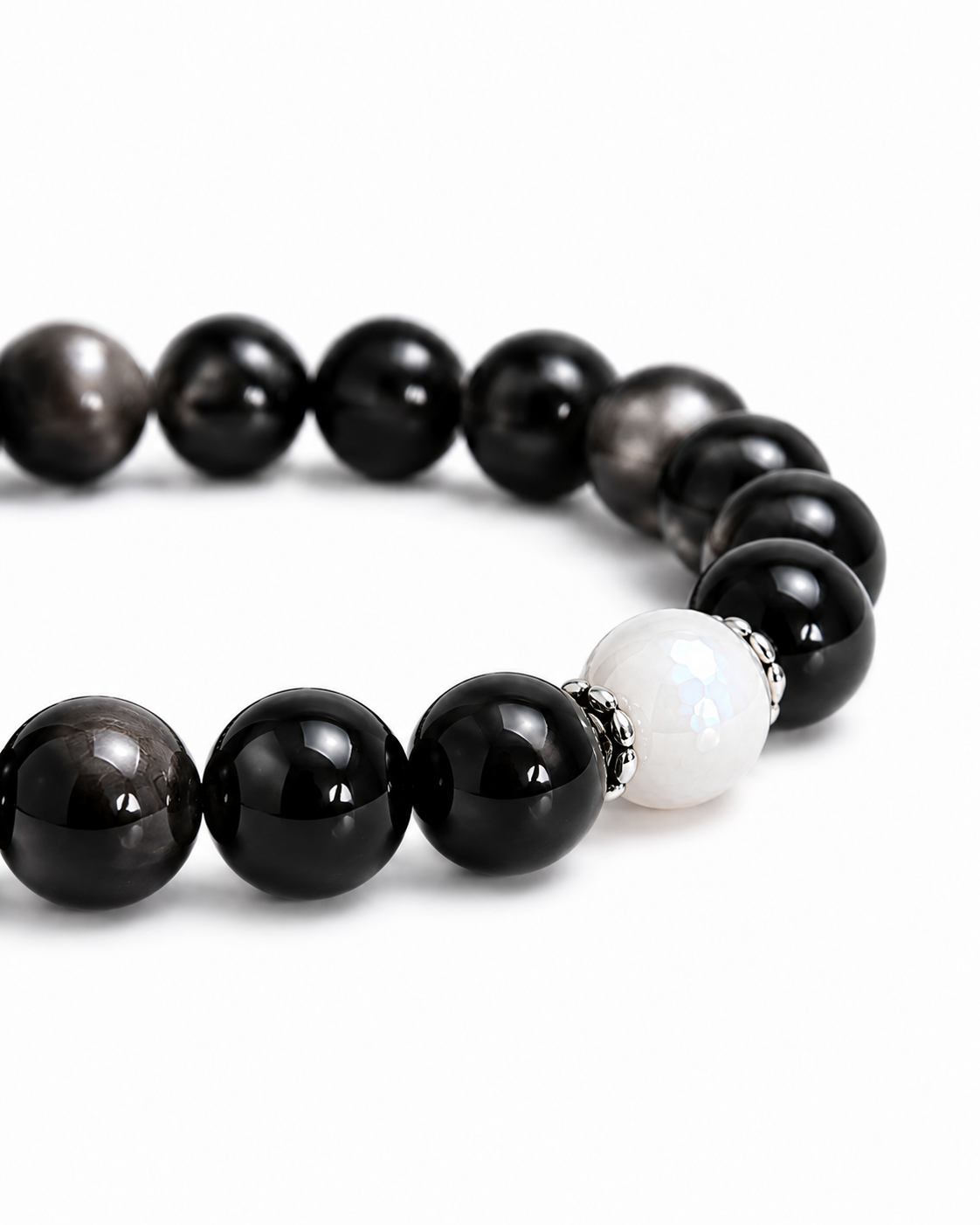 Midnight Promise Silver Obsidian Bracelet