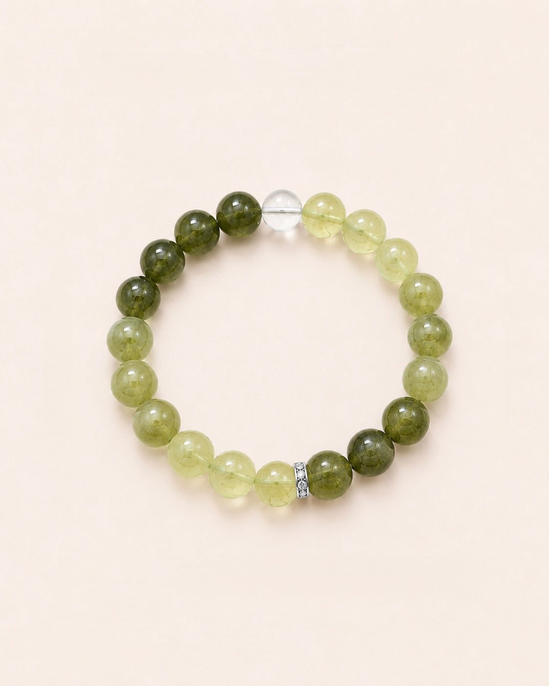 Verdant Light Prehnite & Green Rutilated Quartz Bracelet