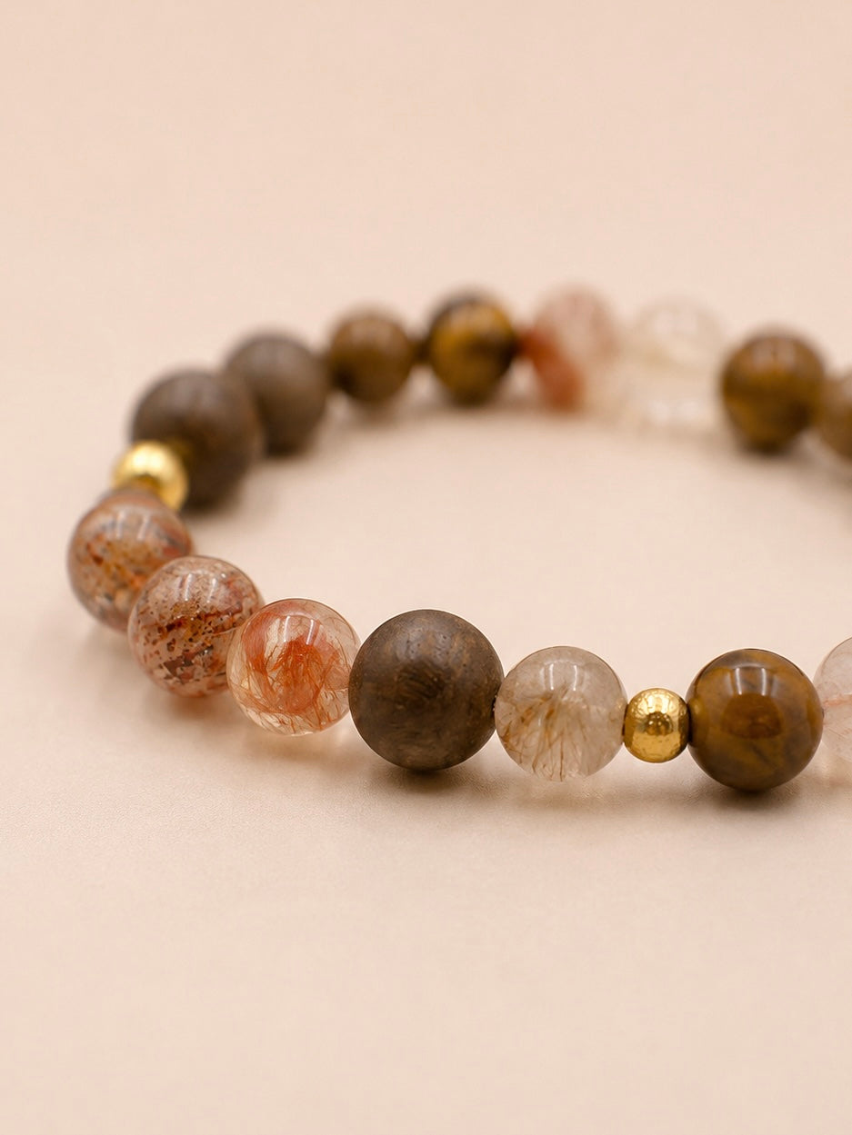 Earthbound Light Tiger’s Eye & Rutilated Quartz Bracelet